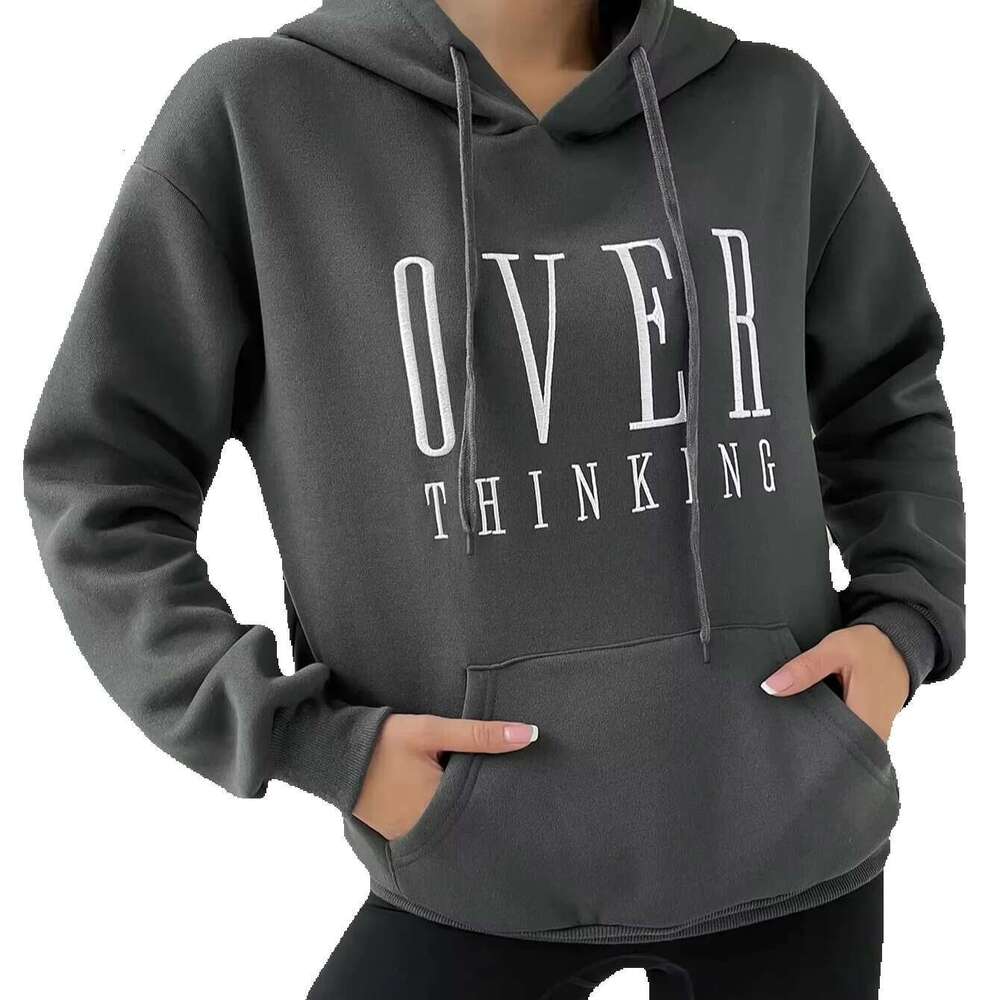Europe And America Fall/Winter New Style Classy Knitted Comfort English Pattern Hooded Top