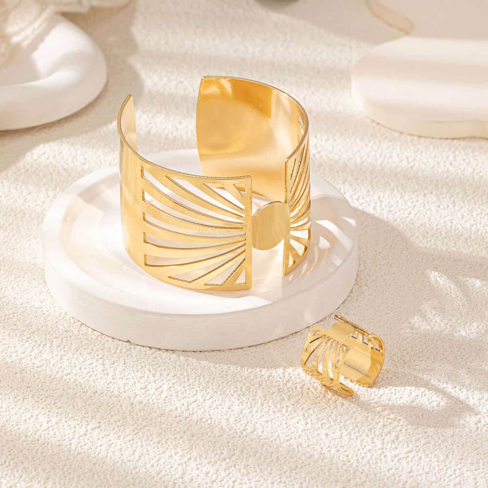 designer bracelet ring set exaggerated sun fashion irregular trend