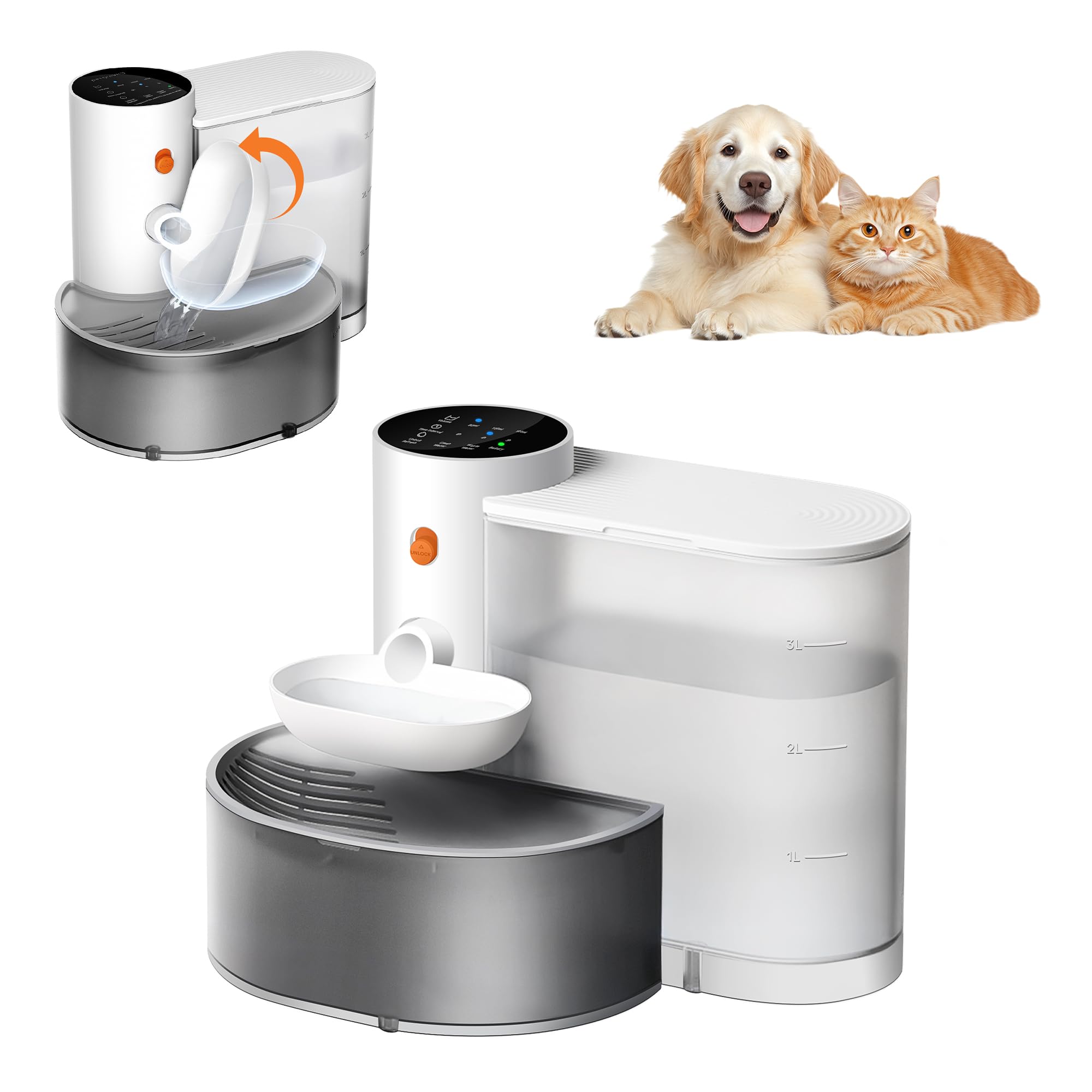 Self-Cleaning Smart WiFi Enabled Pet Water Bowl Modern Design with UV Sterilization Feature