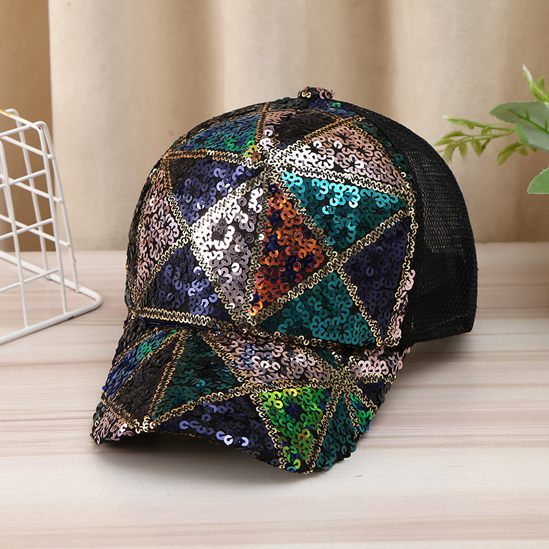 Summer sun hat fashion versatile sequins gradient baseball cap female street hip-hop wind breathable sun hat