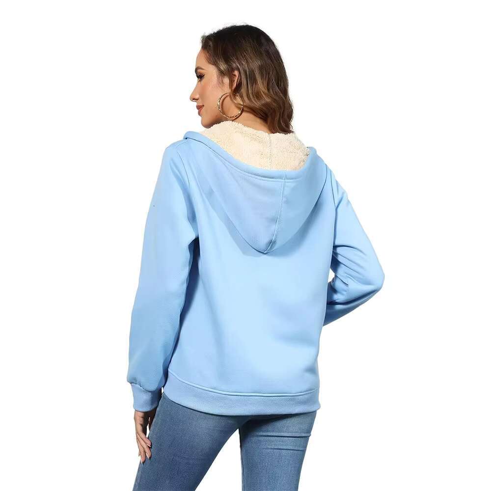 Plus Size Womens Fleece Zip Up Casual Ed Hoodies