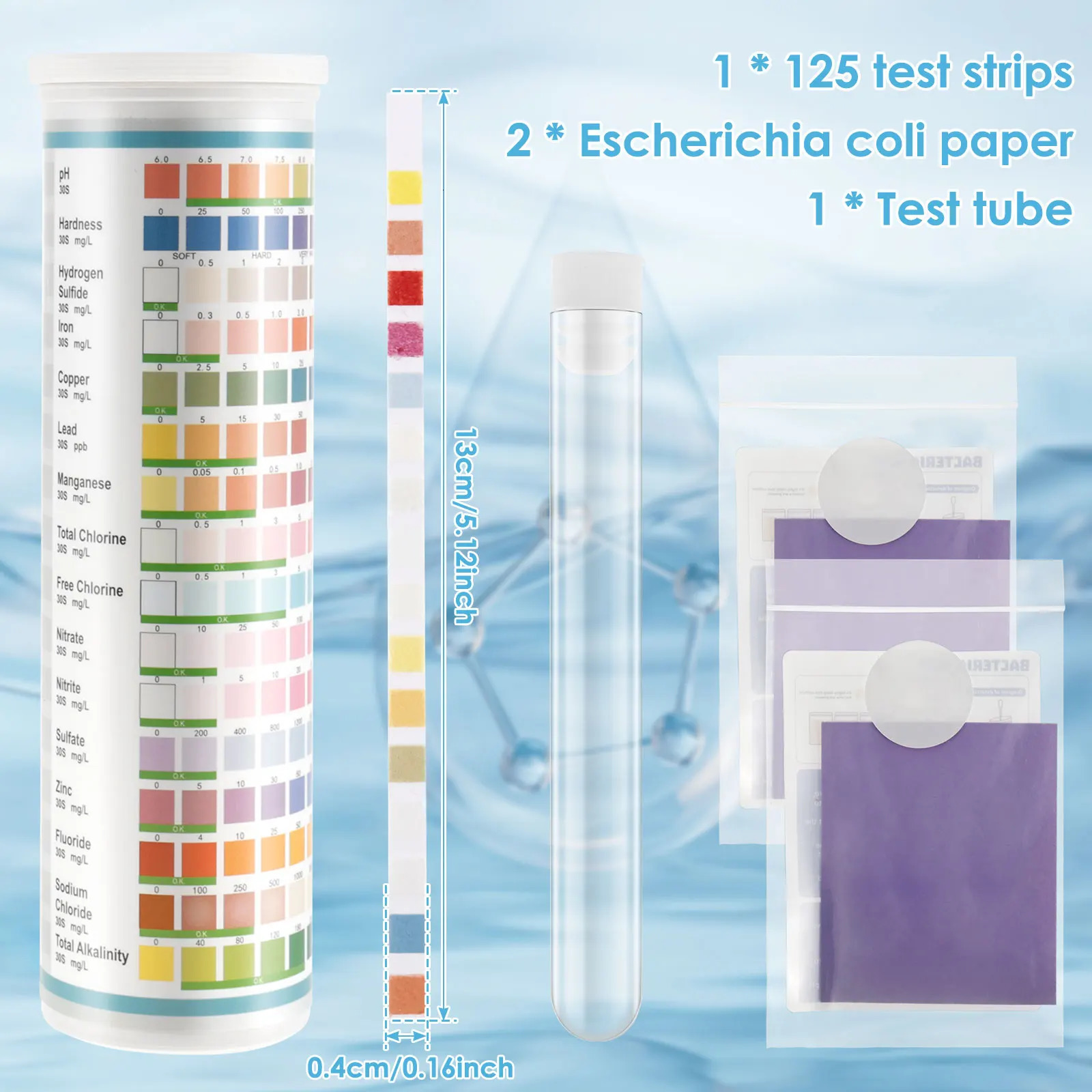 100125Pc Aquarium Test Strips 5-17 in 1 Water Testing Kits with Test Tube Freshwater Saltwater Home Carbonate Root pH Test Tool 250226
