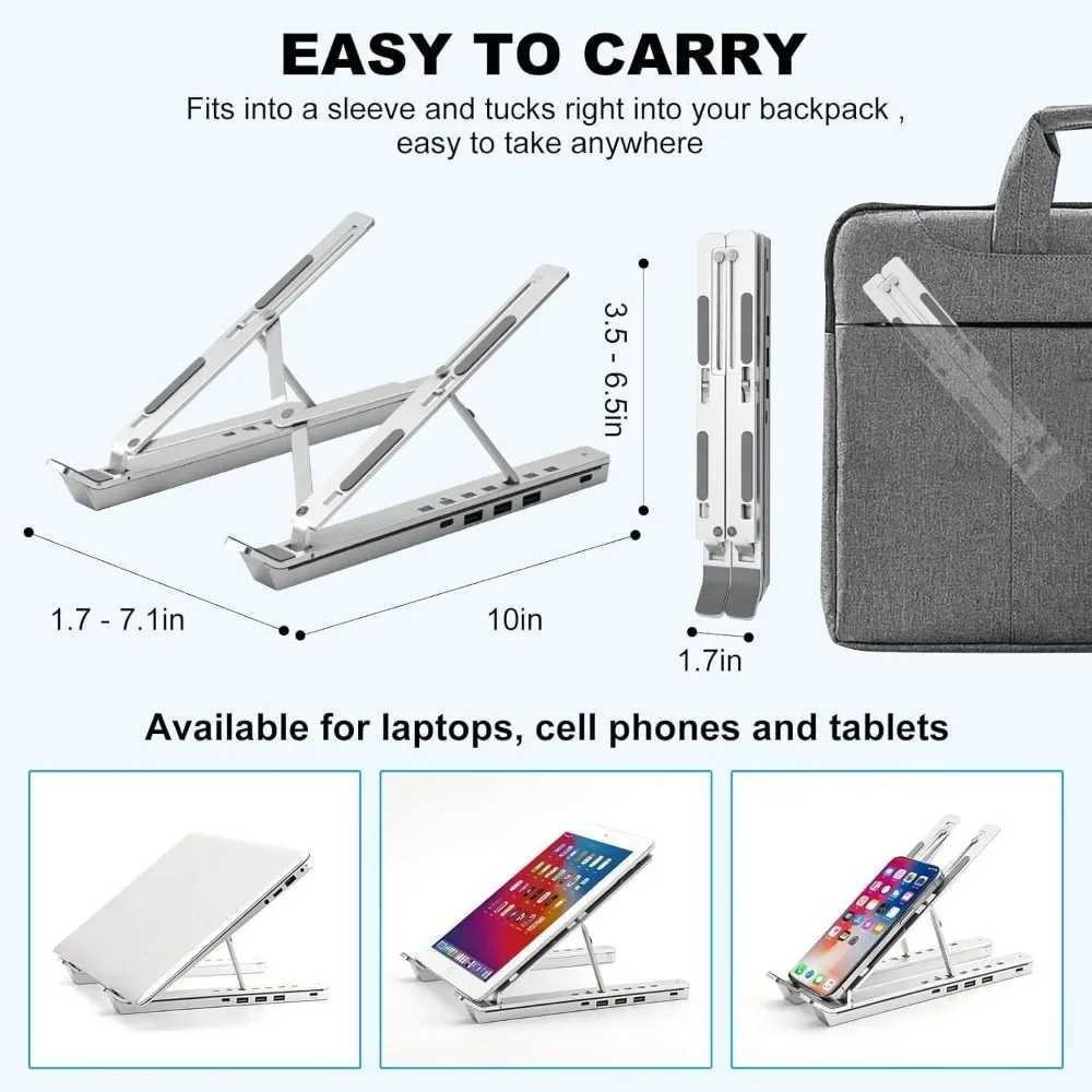 Laptop stand with USB GRB aluminum alloy luminous stand adjustable heat dissipation docking station stand laptop standXJ220228