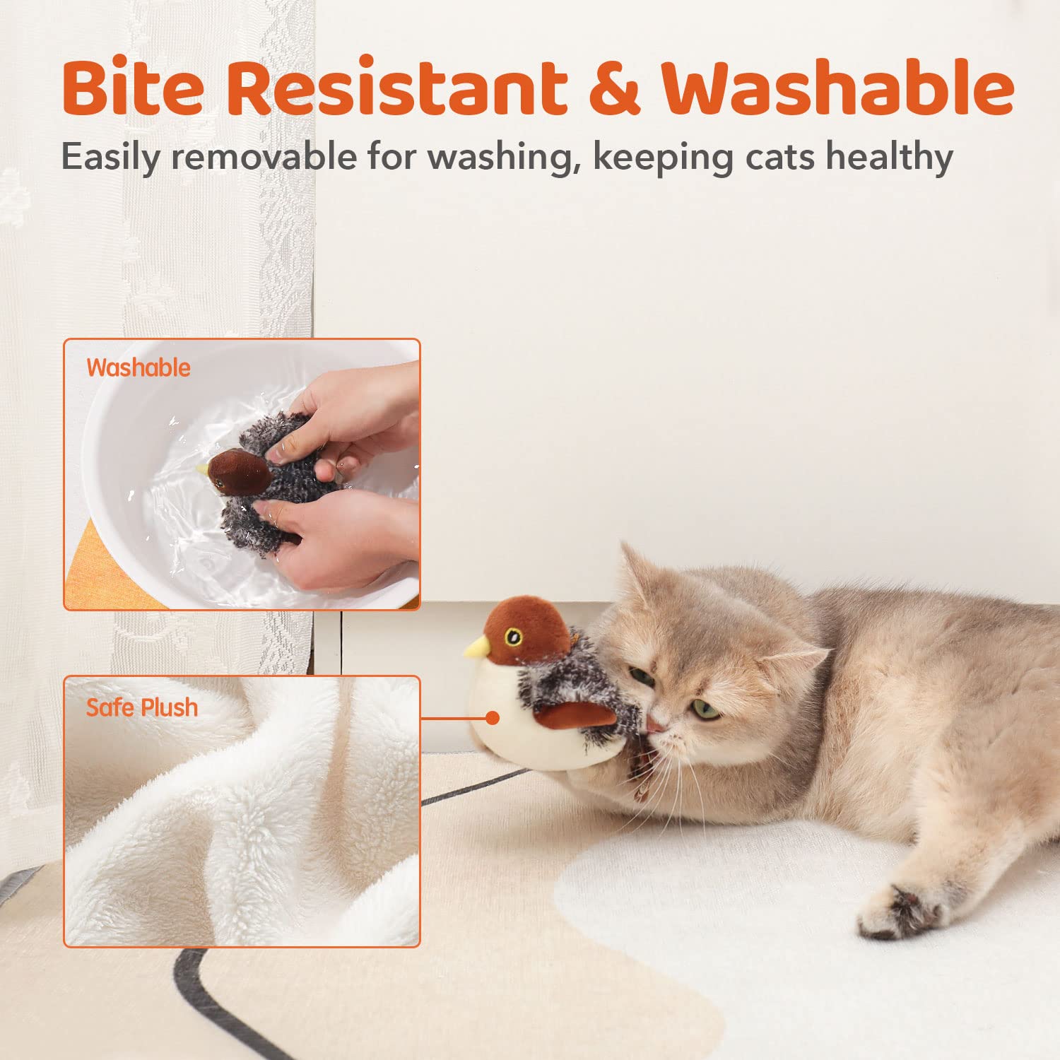 Cat Toys Rechargeable Flapping Bird Sparrow,