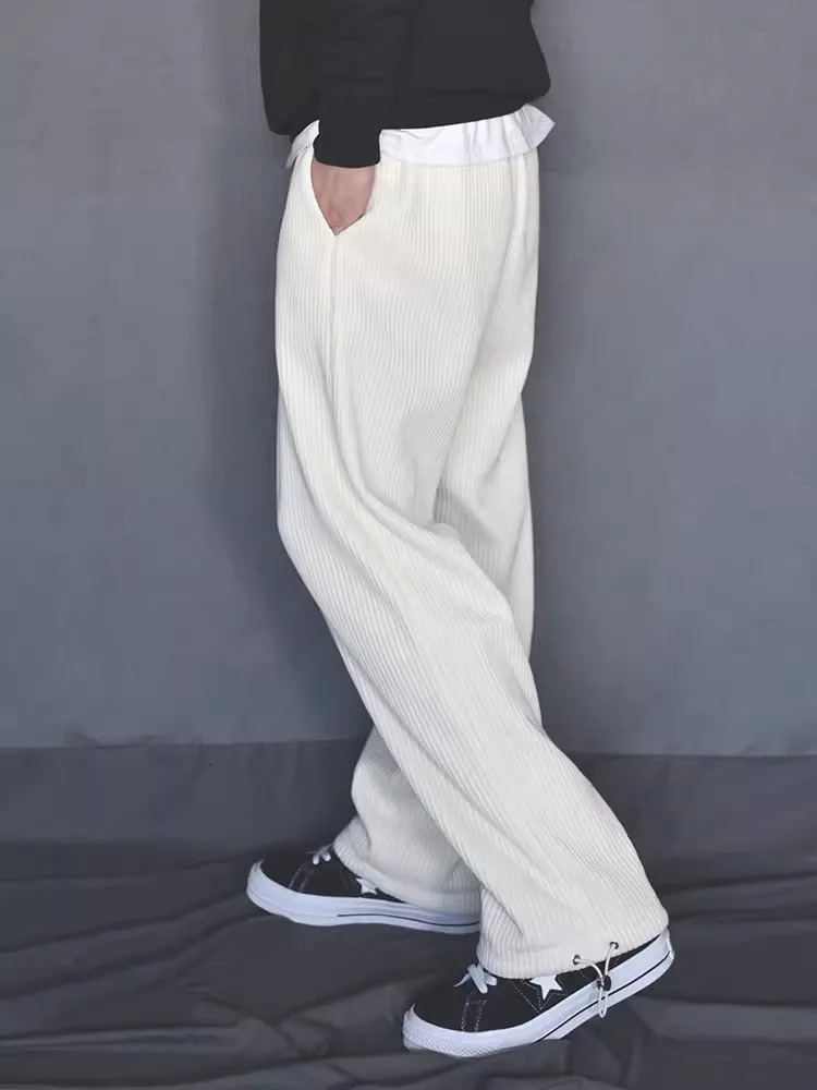 er Autumn Business Men Work Suit Set Loose Fit Velvet Blazer Wide Leg Pants Two Piece Set Groom Wedding Dress Suits 250224