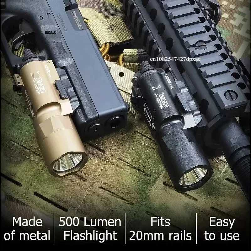 TacticaFlashlight X300-B/X300U-B/ XU35 Metal Pistol Gun Strobe LED Light Fit 20mm Rail Airsoft Hanging Hunting Flashlight X250228