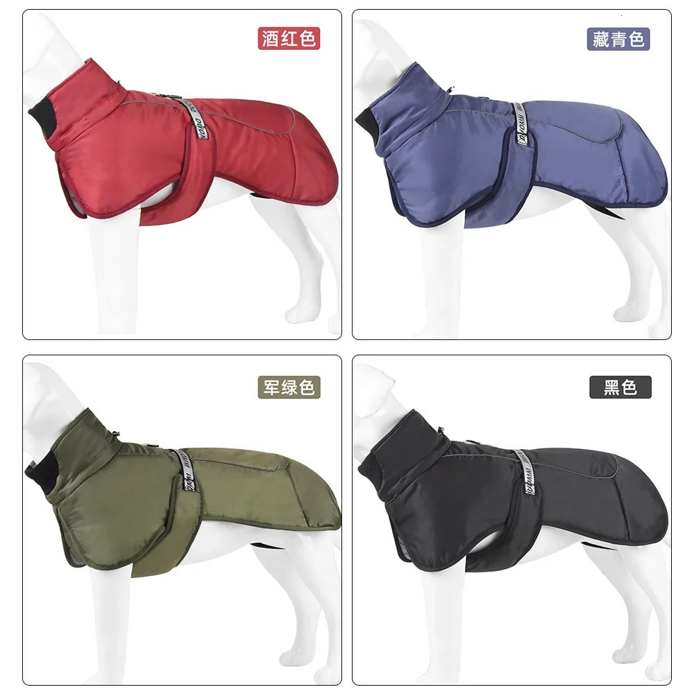 Winter Dog Clothes For Big Dogs Warm Fleece Large Dog Jacket Waterproof Pet Coat With Harness Labrador Clothing Pet Costume 250226