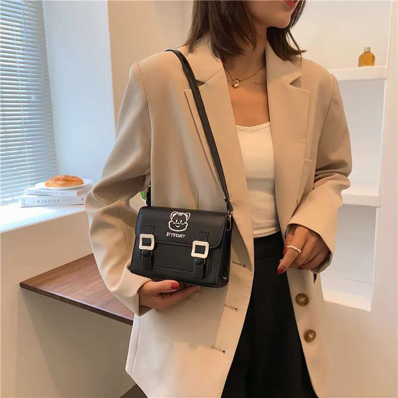Girls Cat Cute Embroidery Single Shoulder Crossbody Fashion Cartoon Cambridge Bag Casual Hundred Women's Bags Cartoo