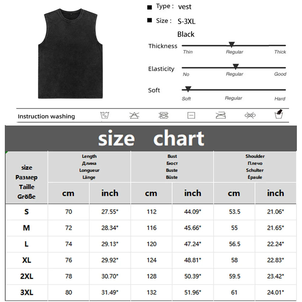100% Cotton Vintage Vest T Shirts Men oversize Washed Tank Tops Summer Women Vintage Sleeveless Short Sleeve Y2K Streetwear 250226