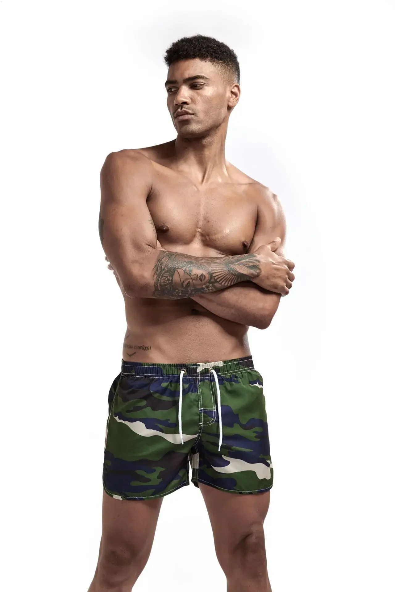 Mens Camouflage Board Shorts Youth Tie Up Loose Breathable Sportswear Summer Beach Casual Aro Pants Home Sleepwear Fitness Outfit 250228Z