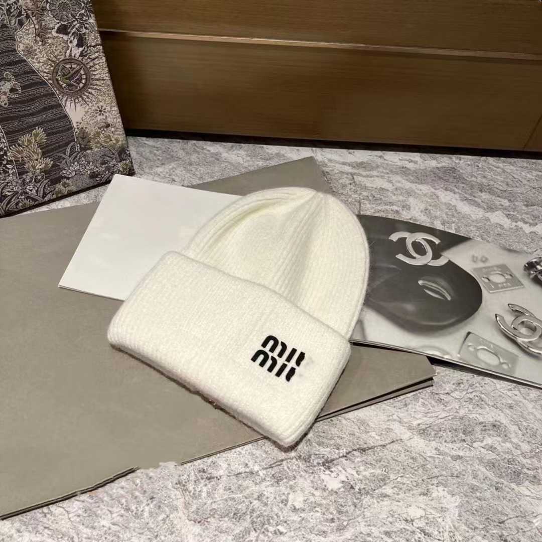 BeanieSkull Caps Miao Familys new rabbit hair knitted hat for women fashionable and versatile casual woolen hat with correct letters warm ear protecti