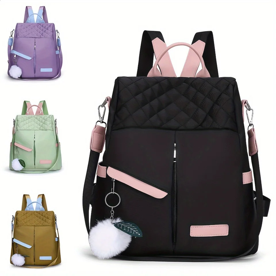 Ship from US Casual Oxford Cloth Backpack Purse Convertible Shoulder Bag Multifunctional Travel Schoolbag Daypack 250304FBB