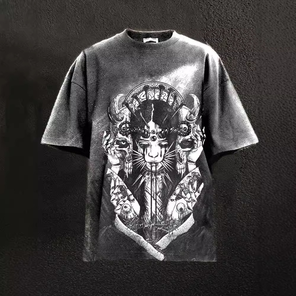 Designer Fashion Trend Free Shipping Summer 3D Printing Dark Series Youth Men's Casual Trend T-shirt Production