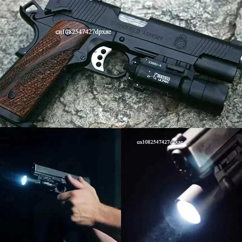 TacticaFlashlight X300-B/X300U-B/ XU35 Metal Pistol Gun Strobe LED Light Fit 20mm Rail Airsoft Hanging Hunting Flashlight X250228