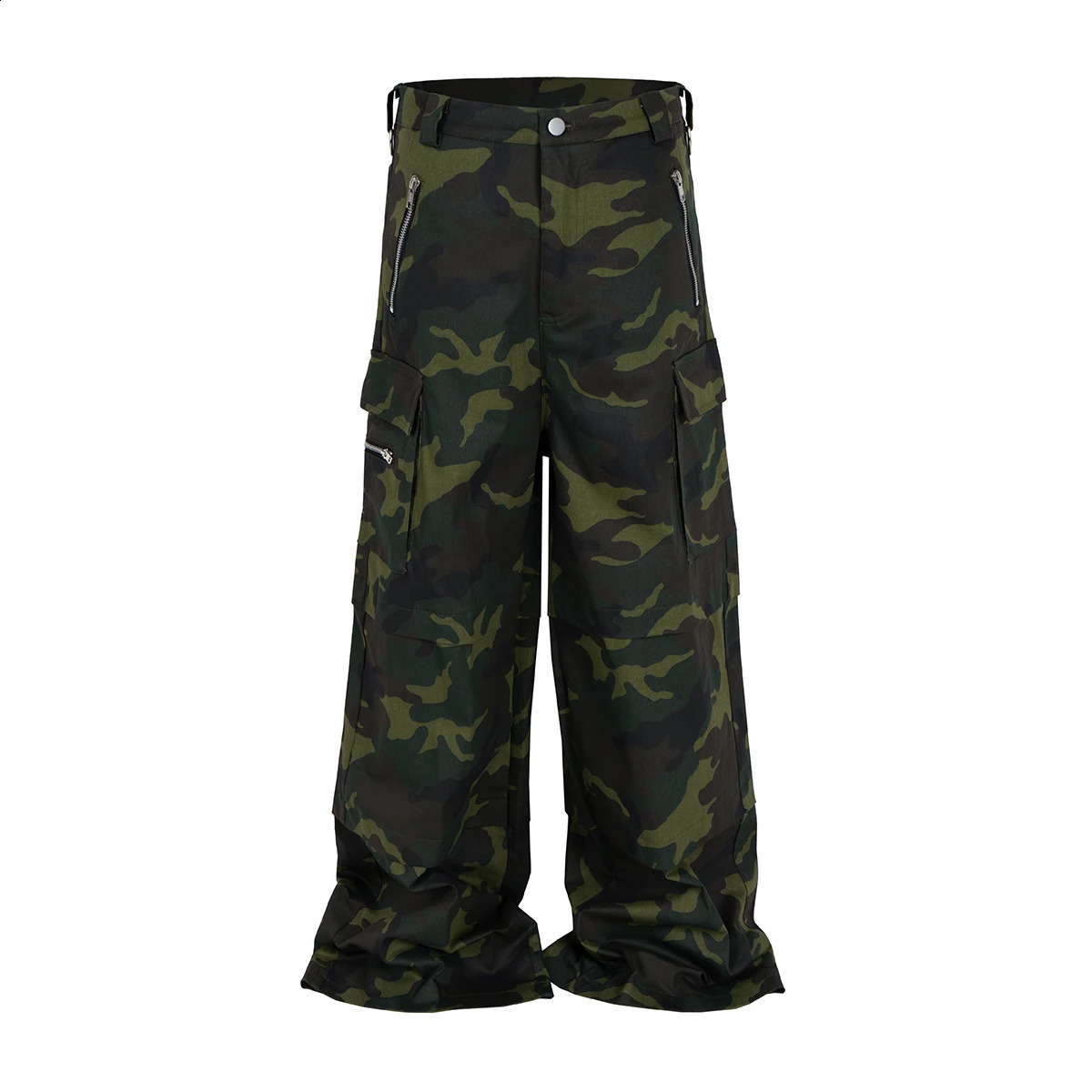 Color Match Multi-pockets Camouflage Cargo Pants for Men and Women Streetwear Patchwork Baggy Overalls Wide Leg Loose Trousers 250226