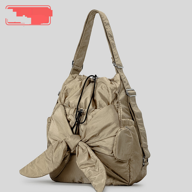 Lage & Bags designer style lace up casual bowknot bucket bag drawstring versatile backpack large capacity handbag for women
