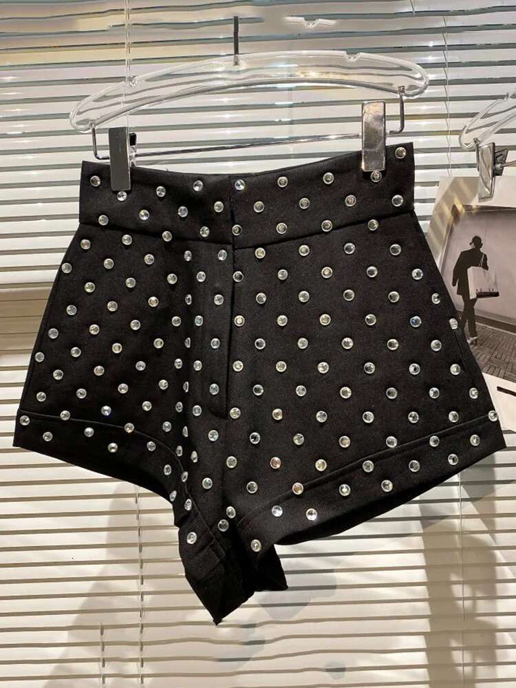DEAT 2024 Autumn New Women Round Dia Patchwork Suit Loose High Waist Irregular Design Shorts Two Piece Female Set 11Xx055