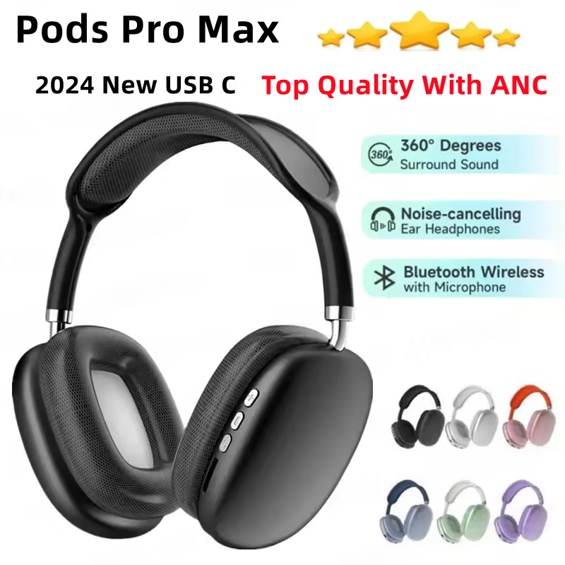 TWS Pods Pro Max bluetooth headphones pro max Wireless headset USB C earphones Active Noise Canceling Starlight Purple Midnight Earbuds Chip HD MIC Air3 Air4