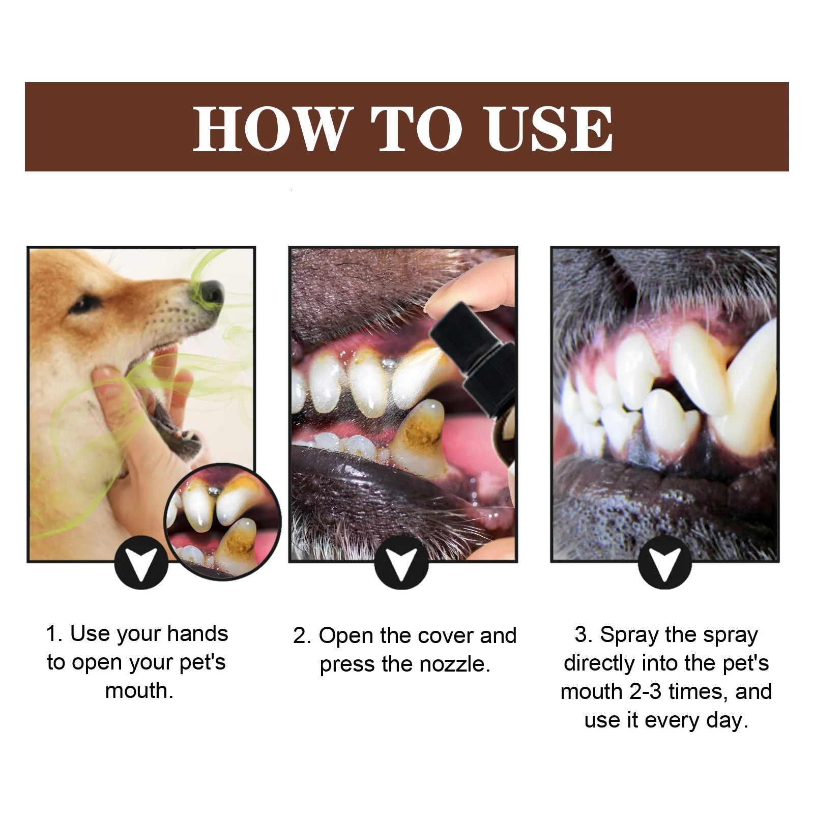 Yegbong 30ml Pet Oral Care Spray Pet Fresh Breath Dental Care Teeth Cleaning Anti Inflammatory Dog Gingivitis Treatm for Cat Dog 250227