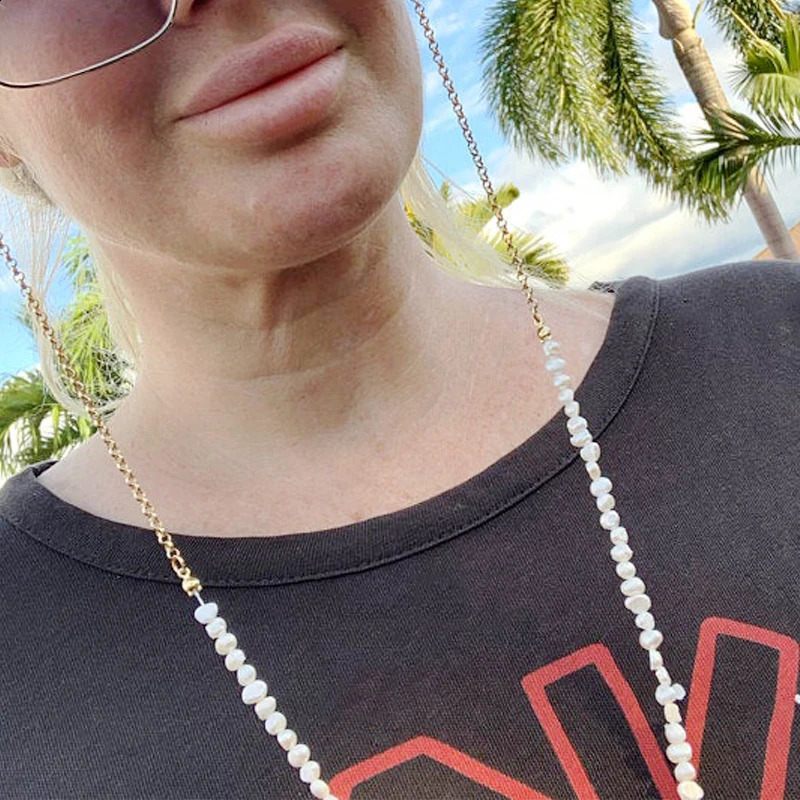 Moda Natural Freshwater Pearl Sunglasses Chain Real Irregular Pearl For Women Fashion Elegant Eyeglass Chain Spectacle Strap 250221