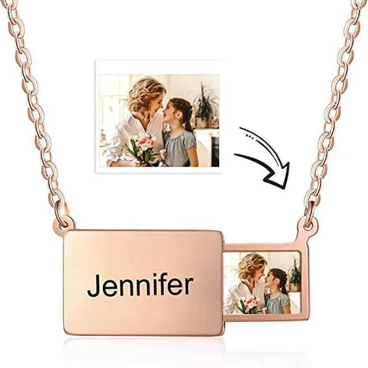 Personalized Stainless Steel Po Necklace Custom Engrave Love You Color Pendant Jewelry 2014 Couple Gift 250117