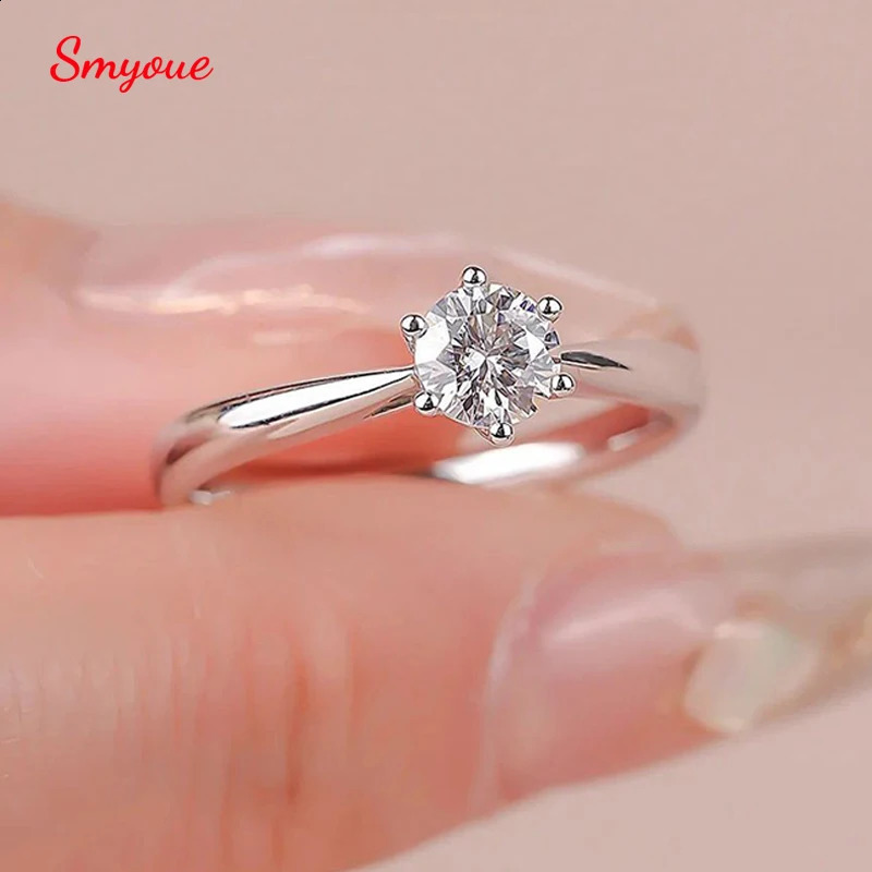 Smyoue 0.3/0.5/0.8/1/2/3CT GRA Certified Wedding Rings for Women Sparkling Gemstone 100% 925 Sterling Silver Jewelry 250219