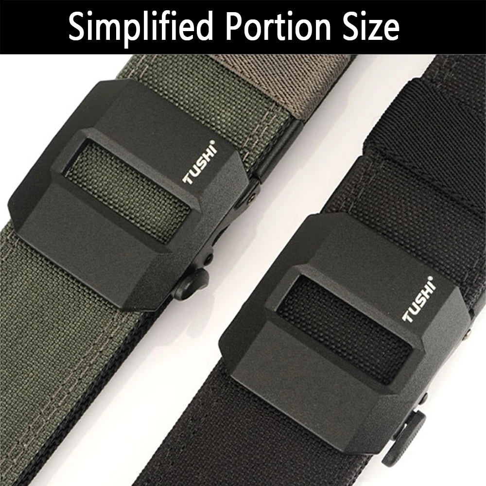 TUSHI Hard Tactical Gun Belt for Men Metal Automatic Buckle Thick Nylon Military Belt Casual Belt IPSC Girdle Male 250221