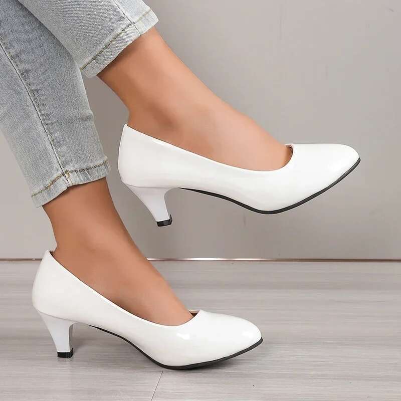 New High Nude Shallow Mouth Pumps Fashion Office Work Party Ladies Wedding Shoes Solid Color Heels Women