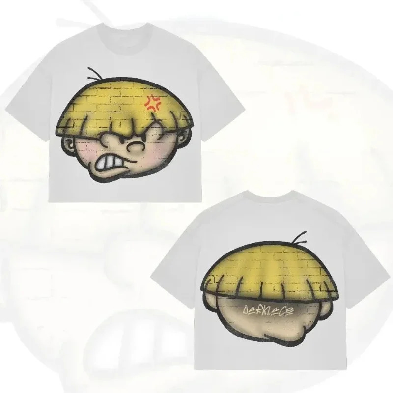 Streetwear T Shirt Hip Hop Fun Cartoon Graphic Printed Oversized Harajuku Gothic Cotton Short Sleeved Clothing Women 250225