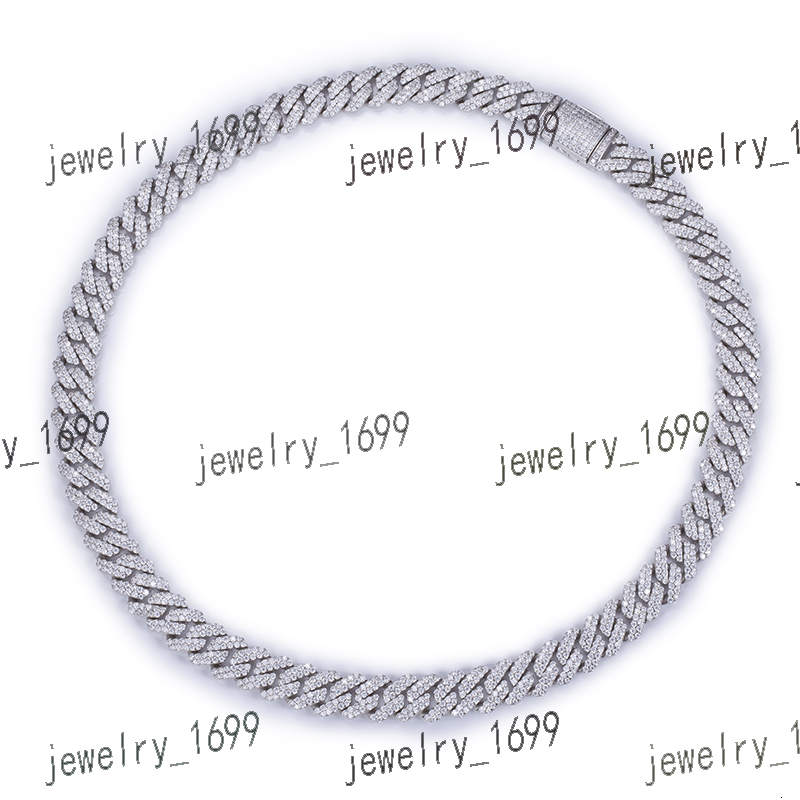 Hip Hop Jewelry 925 Sterling Silver Cuban Necklace 12mm Iced Out Moissanite Cuban Link Chain
