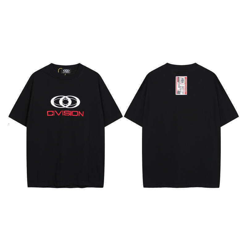 version CIVISION by CSC Embroidered Label Loose Round Neck Damaged High Street Trendy Brand Short Sleeve T-shirt