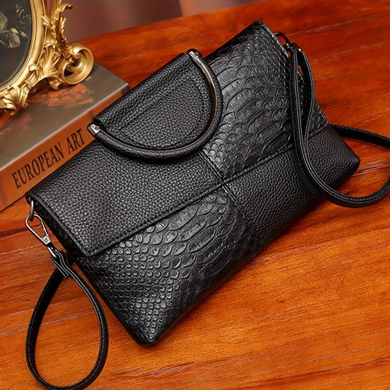 Ship from US e Pattern Handbag y PU Leather Crossbody Bag Womens Top Handle Clutch Purse 250227FBB