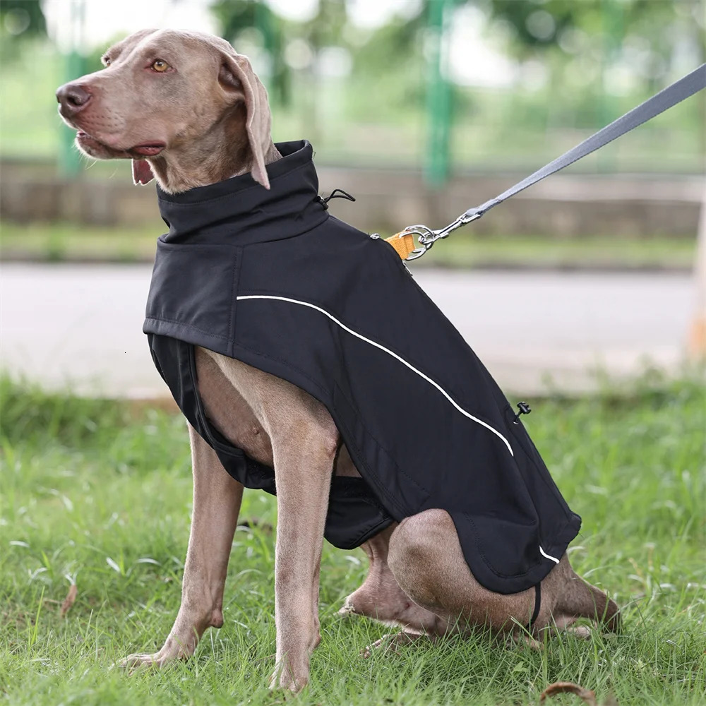 Waterproof Jacket for Large Dogs Flexible Chest Fleece Lining Soft Shell Outdoor Dog Jackets Safety Reflective Pet Clothes Coat 250226