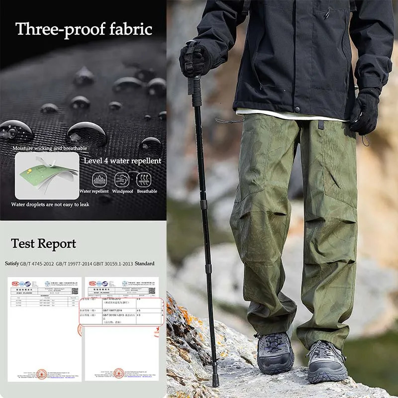 Autumn Mens Cargo Hiking Pants Waterproof Windproof Trousers Outdoor Camping Antifouling Sport Pants Fishing Cycling Trip 250227