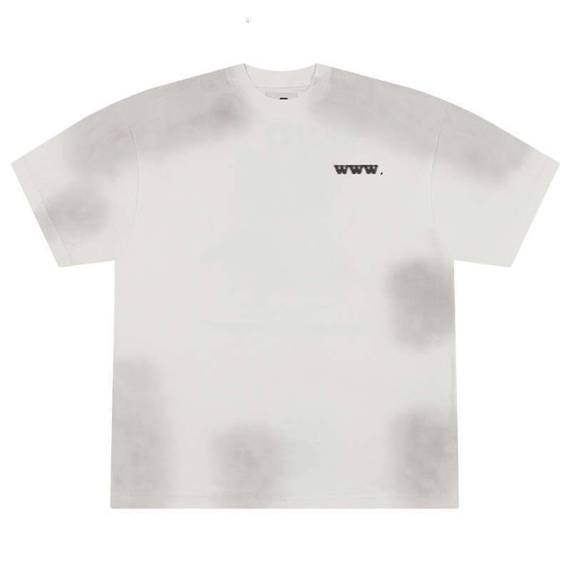 PANQ letter printed high street niche trendy brand washed, worn, loose short sleeved men's T-shirt for women
