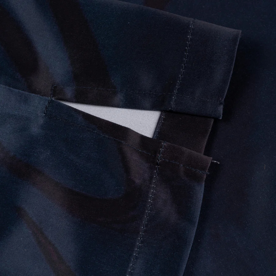 Men's Dark Blue Chilling Satin Polo Shirt with Allover Happy Print Loose Fit for Casual Wear Custom Branded
