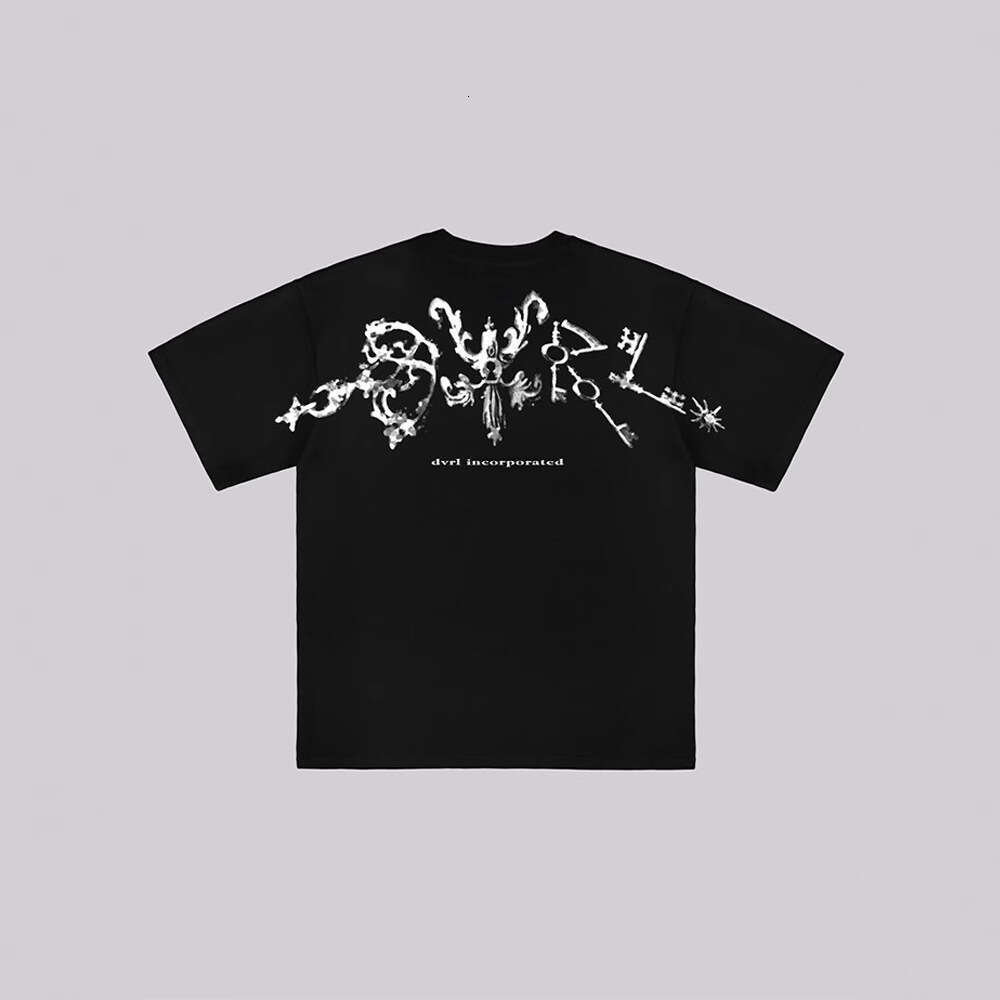 Summer print Gothic style contrasting color fashion trend versatile short sleeved T-shirt top for men and women 2025