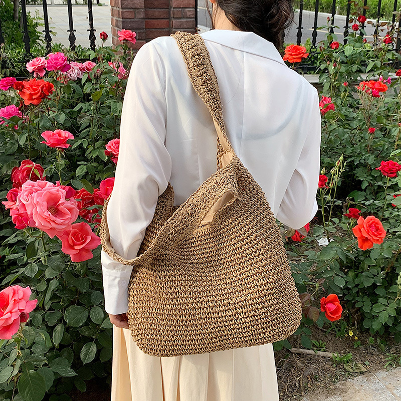 2025 new grass bag for women's summer vacation beach shoulder forest woven bag, large capacity #swissmilitary