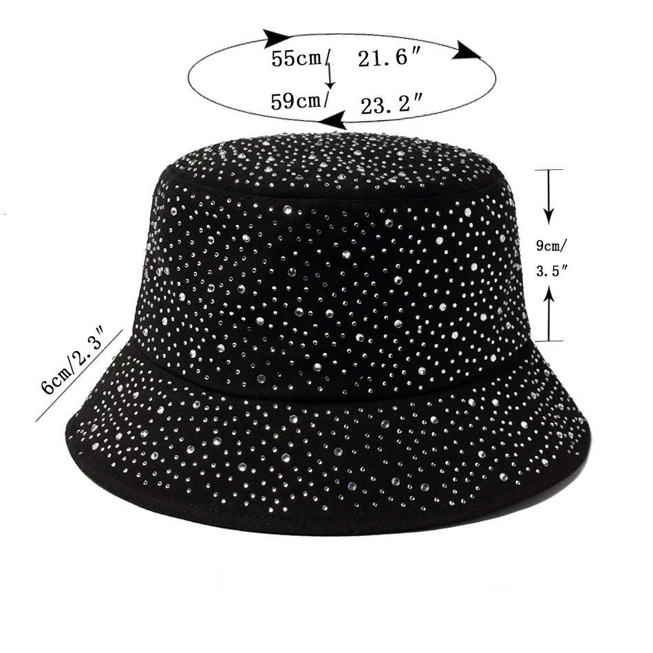 Summer Y2k Bucket Hat Women Fashion Rhinestones Cap For Ladies Visor Cotton Panama Hats Casual Spring Autumn Fisherman Caps 250227