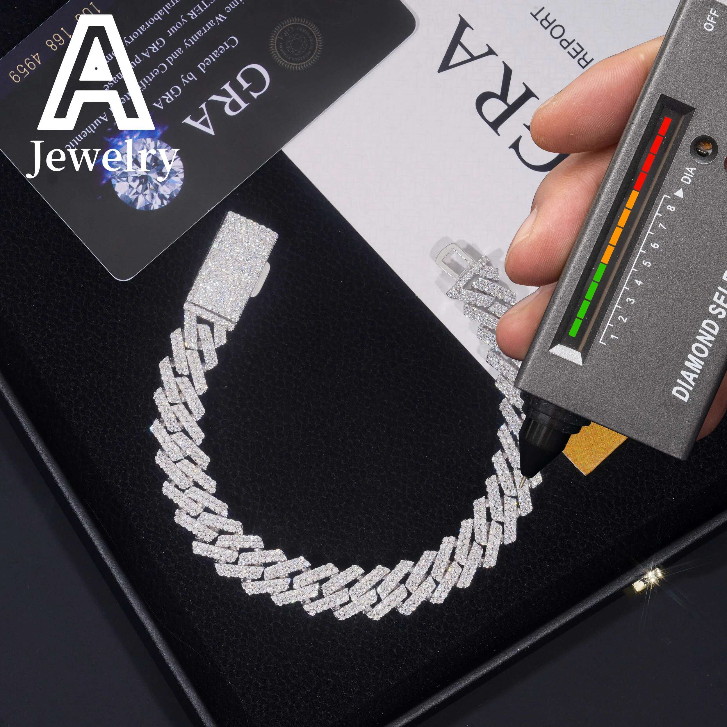 ced out Miami hip hop jewelry moissanite dia k chain 12mm s cuban necklace bracelet