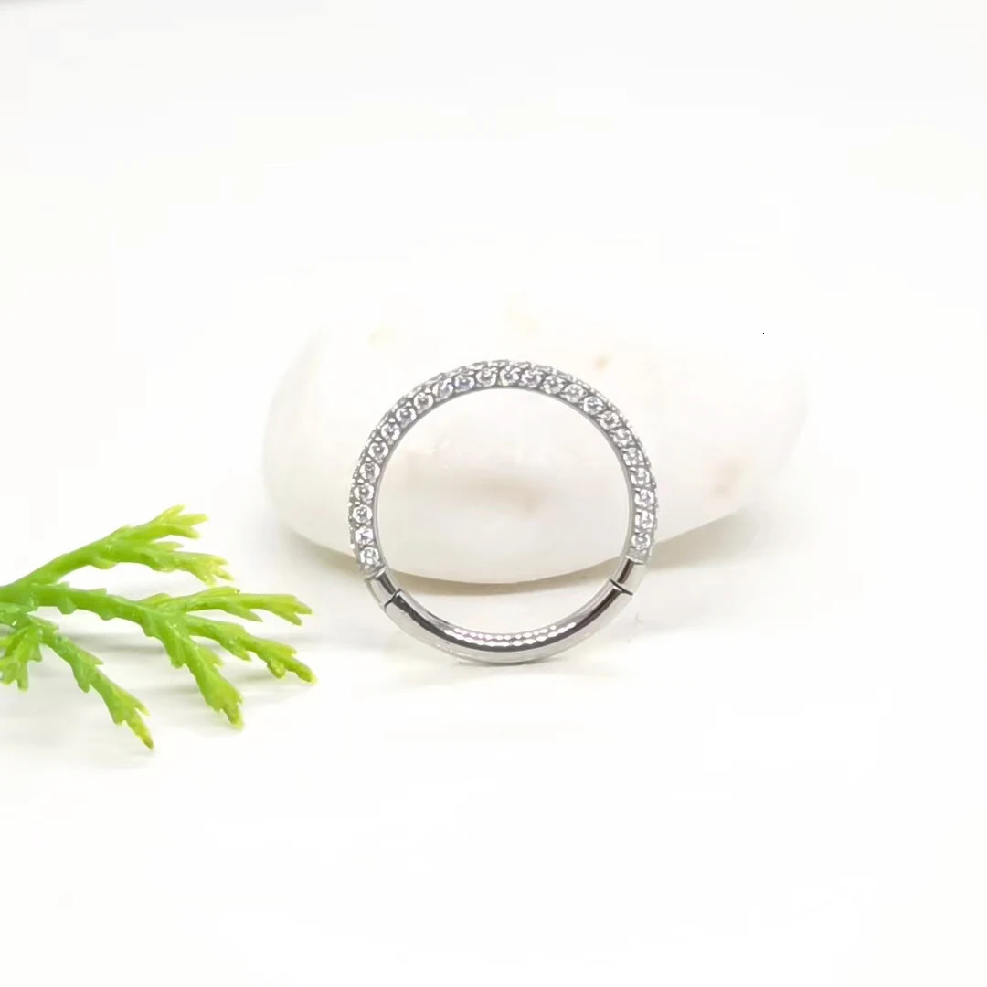 1PC ASTM F136 Piercings Hoop Earrings Nose Rings CZ Clicker Septum Tragus Cartilage Helix Ear Piercing Body Jewelry G23 250227