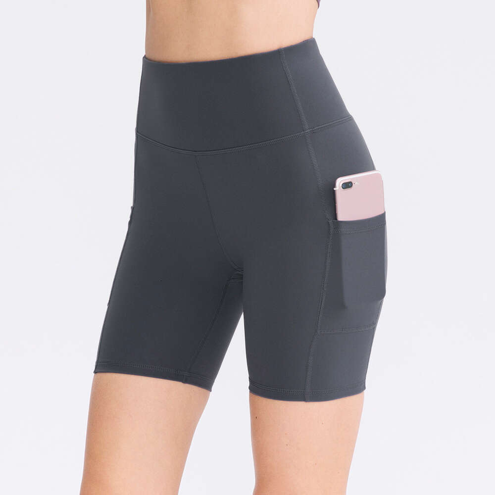 Women's printed nude yoga with pockets, skin friendly, tight fitting, elastic, quick drying sports fiess shorts 02413, 2025 new casual and versat
