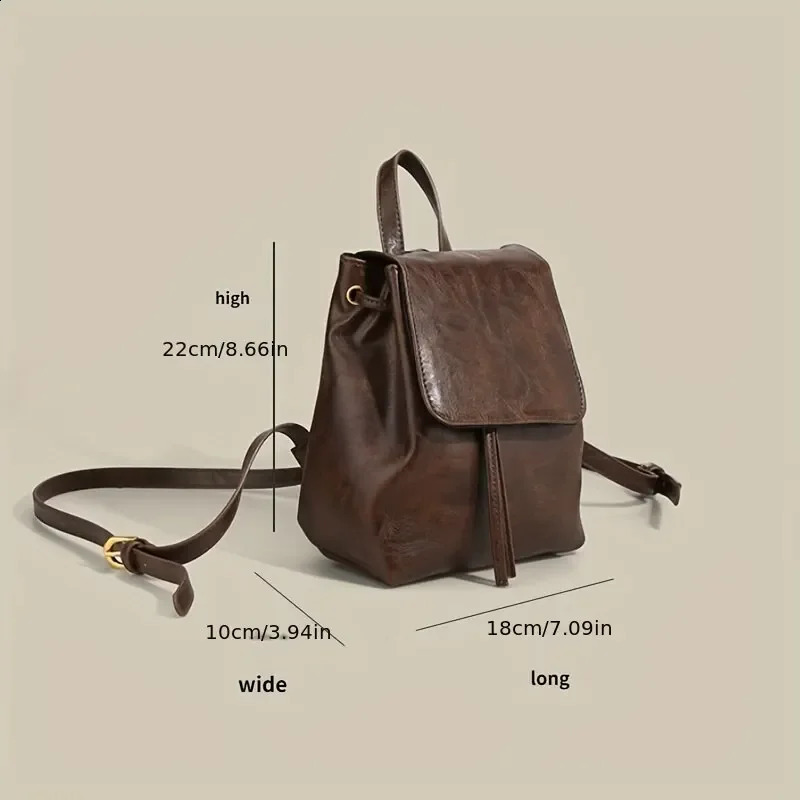 Small Drawstring Flap Backpack Women Mini PU Leather Textured School Backpack Fashion Travel Bag Girl Bakpacks 250214