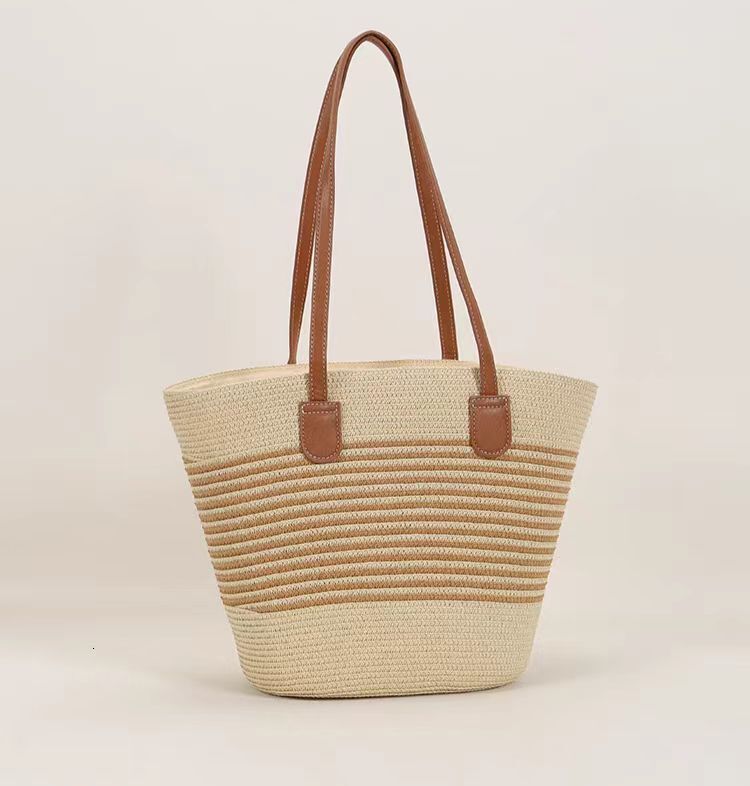 Grass bag for women, summer handbag, beach tote large capacity shoulder rattan woven grass bucket bag, trendy #swissmilitary