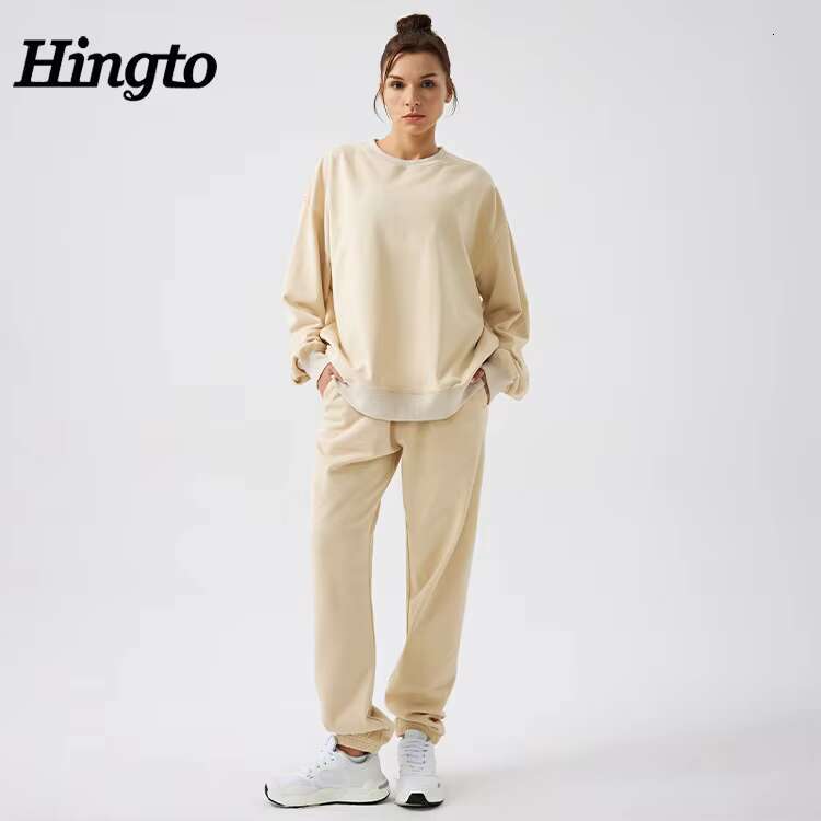 Custom Ladies Recycled Hoodies Joggers 2 Piece Set 100% Cotton Sweat Track Suits Jogging Sport Suit Women Tracksuits