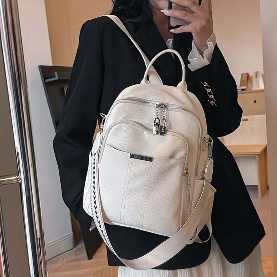 Ship from US Chic Solid Color Backpack Purse Versatile TwoWay Shoulder Bag Small yet Spacious PU Leather Daypack for School Casual Sty 250304FBB