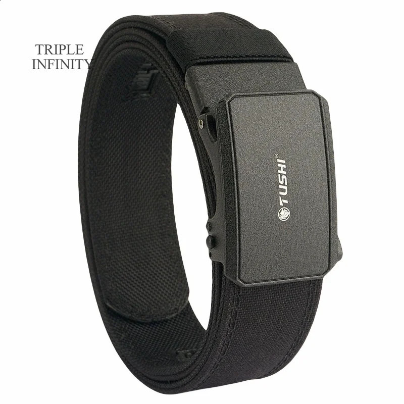 Metal Automatic Buckle Hard Tactical Belt Double Layer Thickened Hanging Gun Belts For Men Outdoor 3.8cm Shooting Training Strap 250221