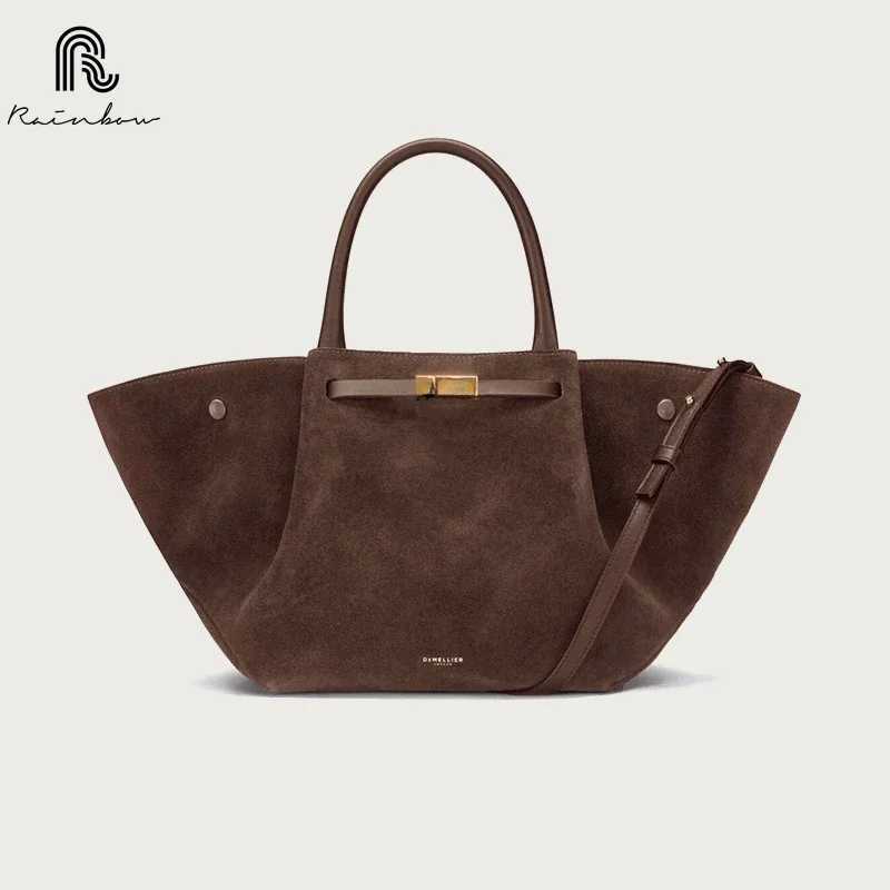 RAINBOW suede leather Large Capacity Brand Design Womens Shoulder Bag Solid High-end Shopping Fashion Ladies HandbagC250222