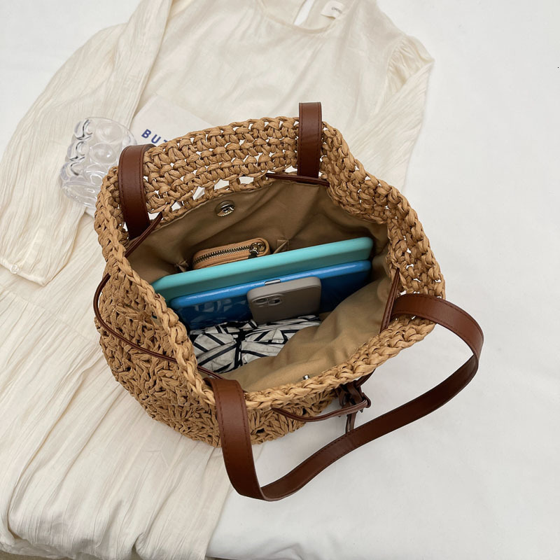 Weaving straw woven for women 2025 new summer versatile diagonal cross vacation beach premium bucket bag #swissmilitary