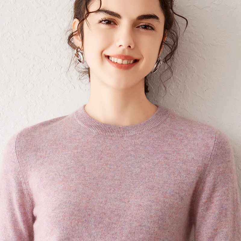 100% Goat Cashmere Sweater Round Neck Sweater Womens Autumn And Winter Loose Knit Pullover With Casual Bottoming Casual Top 250227